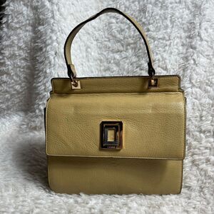 LUANA Italy  khaki leather Satchel gold & silver tone logo .